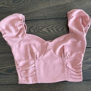 Shinestar Blush Pink Puff Sleeve Blouse